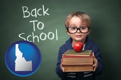 the back-to-school concept - with Idaho icon