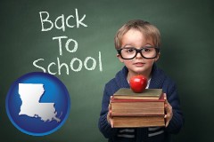 louisiana map icon and the back-to-school concept