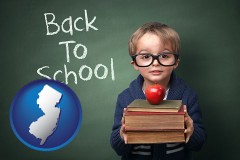the back-to-school concept - with NJ icon
