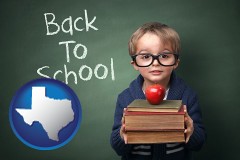 texas map icon and the back-to-school concept