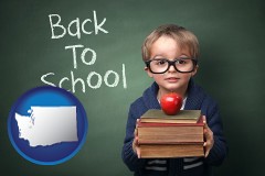 the back-to-school concept - with WA icon
