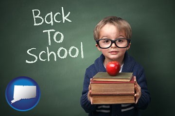 the back-to-school concept - with Connecticut icon