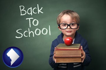 the back-to-school concept - with Washington, DC icon