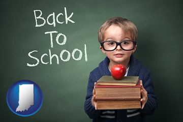 the back-to-school concept - with Indiana icon