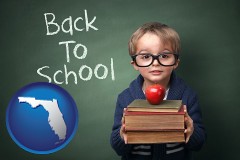 the back-to-school concept - with FL icon